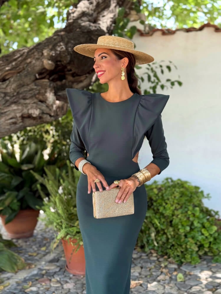 Vestido Verde Crespón Elástico