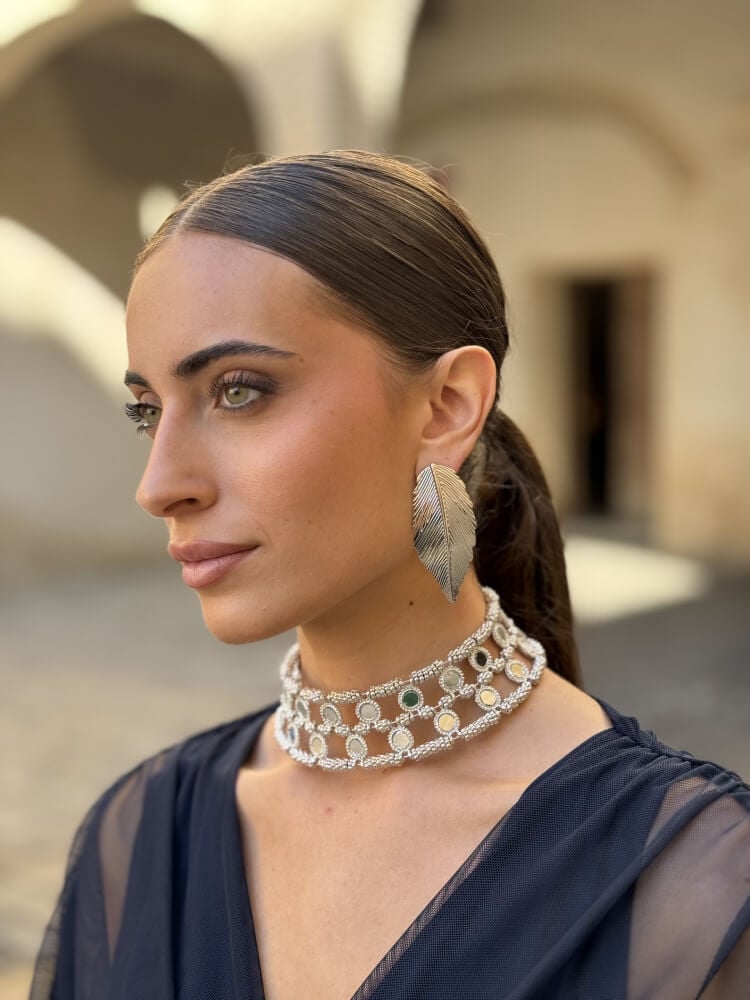 Choker Con Abalorios De Espejitos